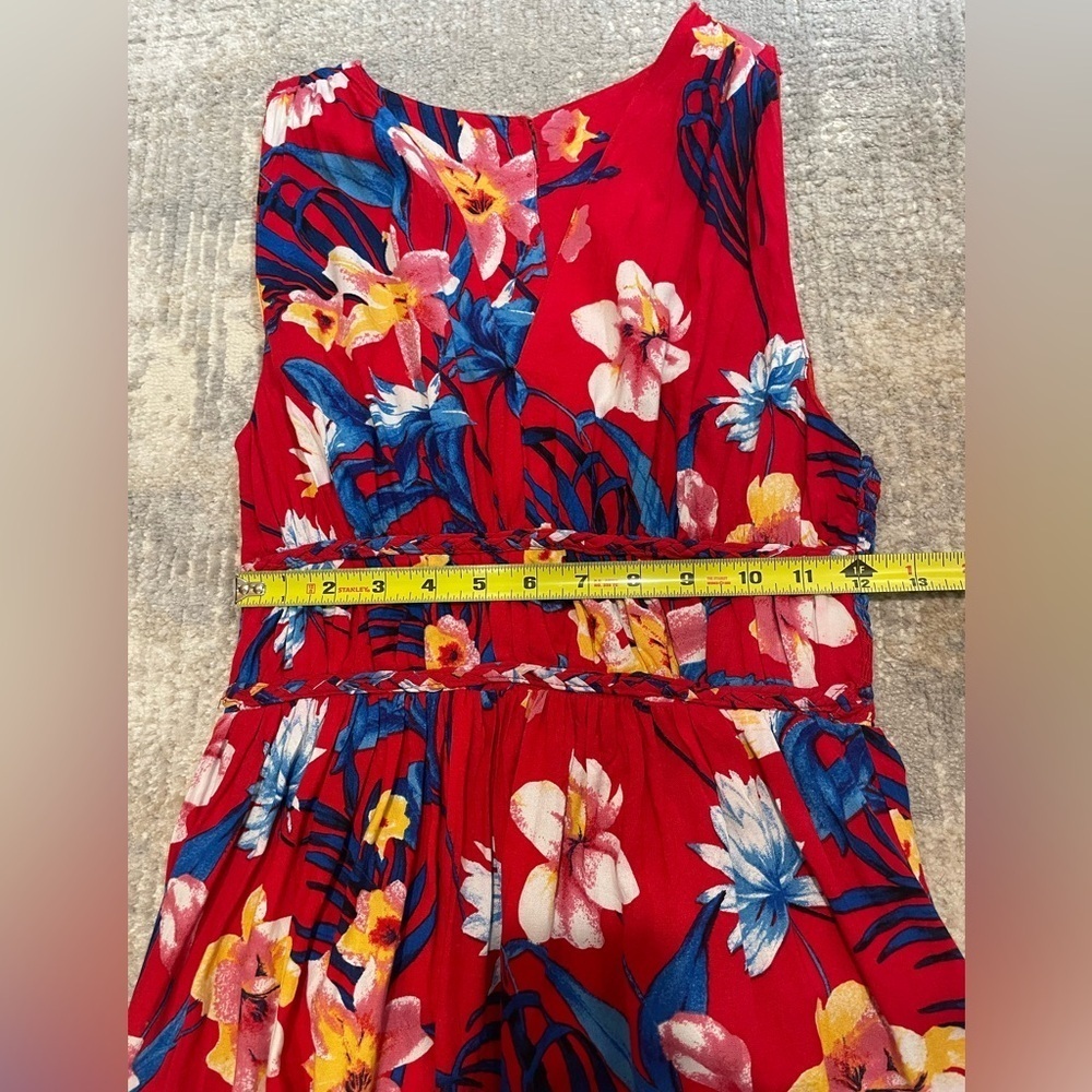 Japna Floral V Neck Sleeveless Racerback 5 Button Red Maxi Dress Size Medium - Picture 7 of 10